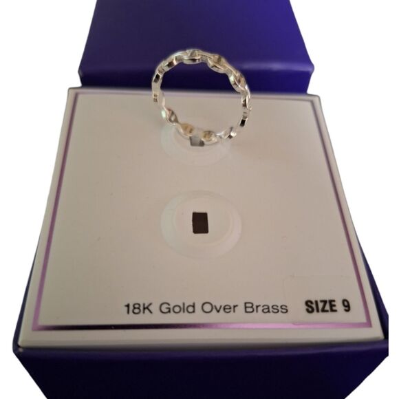 🎁NWT Macy's 18K Gold Plated Over Brass Duo Ring Size 9 Silver - Picture 2 of 7